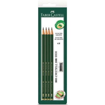 Lápis Técnico Faber-Castell Ecolápis Grafite 9000 6B com 4 Preto