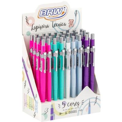 Lapiseira BRW Tecnica Cores Vivas 0.7MM Grip Ergonômico Ponta Metálica 5 Unidades