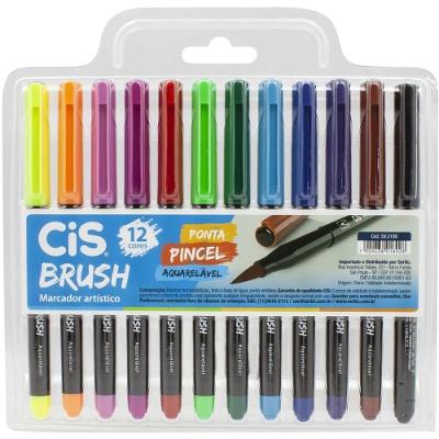 Marcador Artístico Sertic CIS Brush Aquarelável 12 Cores