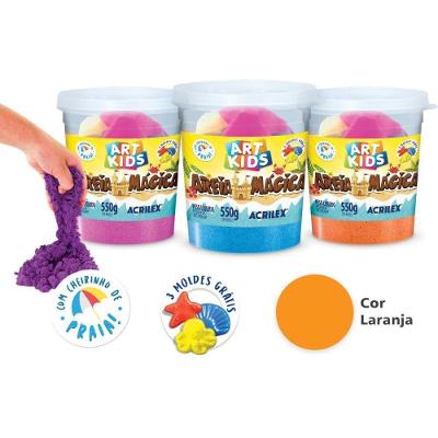 Massa de Areia Mágica 550g com Forminhas Praia Laranja Acrilex