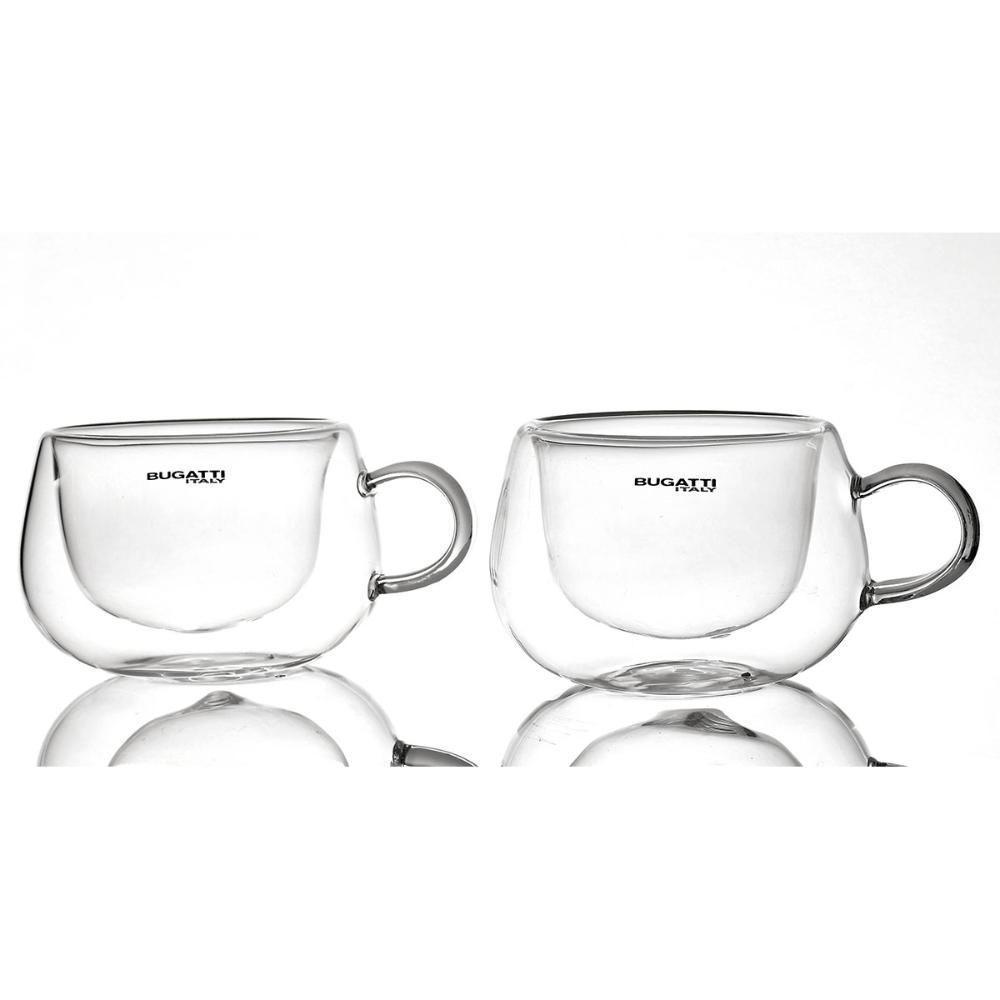 Conjunto 2 Xícaras Chá Parede Dupla Com Alça 200ml Bugatti - 1