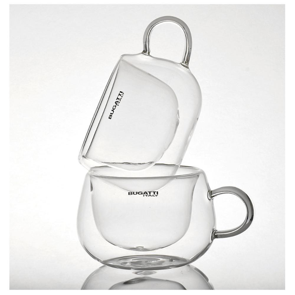 Conjunto 2 Xícaras Chá Parede Dupla Com Alça 200ml Bugatti - 5