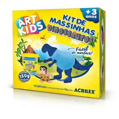 Massa de Modelar Art Kids Dinossauro 2 com Peças Plásticas 150g Azul Acrilex