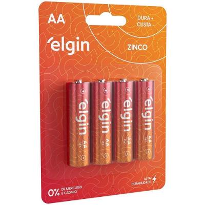 Pilha Zinco AA Elgin Uso Geral Kit 10 Blisters com 4 Unidades