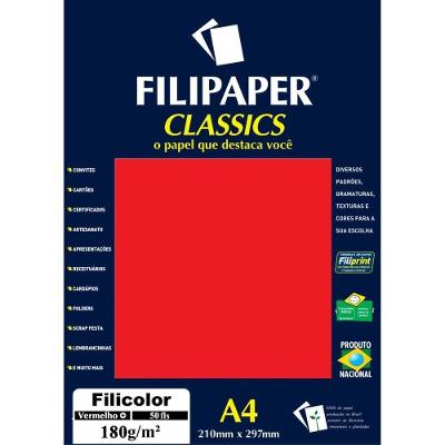 Papel A4 Filiperson Filicolor 180g 50 Folhas Vermelho