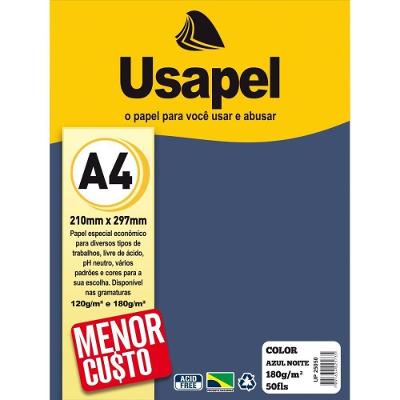 Papel A4 Filiperson Color Usapel 180g Azul Noite