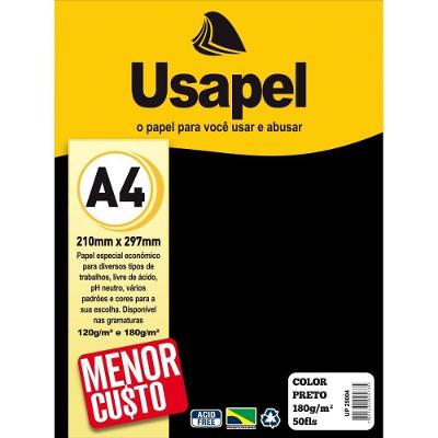 Papel A4 Filiperson Color Usapel 180g Preto Resistente