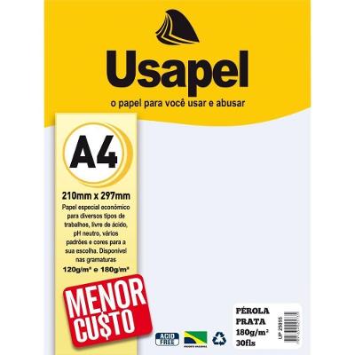 Papel A4 Perolado Filiperson Usapel Prata 180g Multiuso