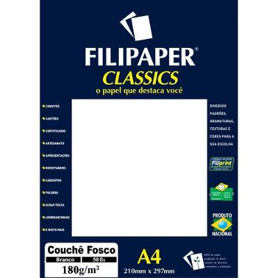 Papel Couchê Filiperson A4 Branco Fosco 180g Tratamento Exclusivo