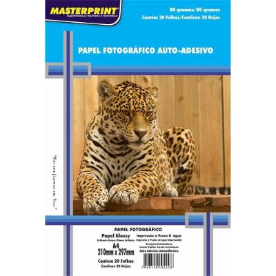 Papel Fotografico Masterprint Inkjet A4 Glossy Adesivo 80g Branco