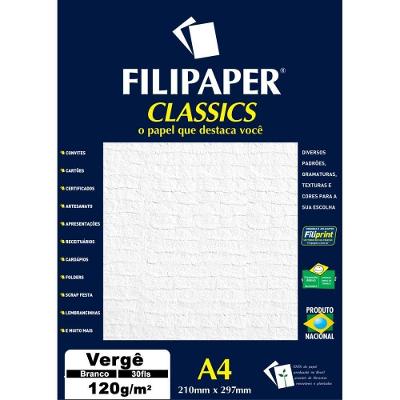 Papel A4 Filiperson Verge Branco 120g Marca d'Água