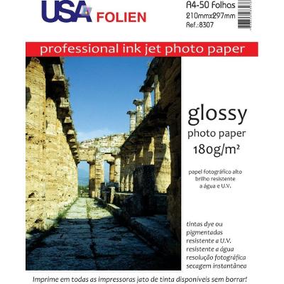 Papel Fotográfico Usa Folien Inkjet A4 Glossy 180G 50 Folhas