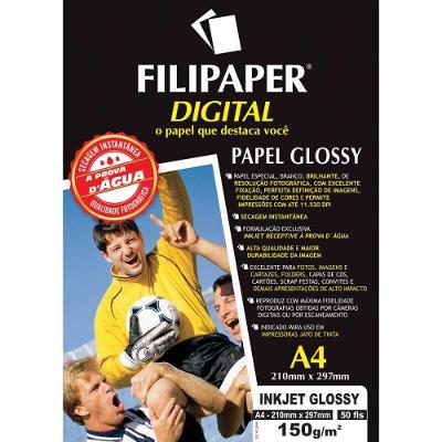 Papel Fotográfico Filiperson Inkjet A4 Glossy 150g Branco