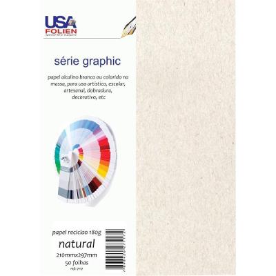 Papel para Impressão Usa Folien A4 Reciclado 180G 50 Folhas Bege
