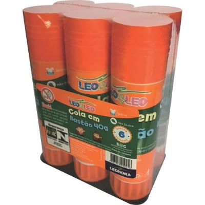 Cola em Bastão Leonora Leoleo 40g Kit com 6 Unidades