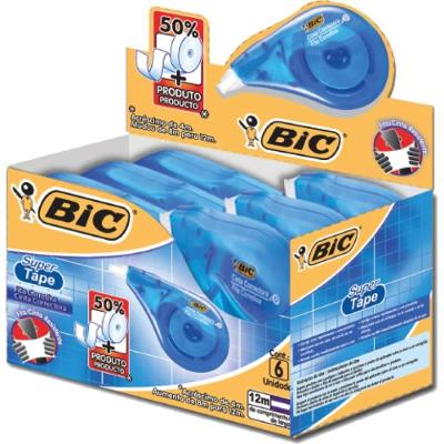 Corretivo em Fita BIC Super Tape 12m com 6 Unidades