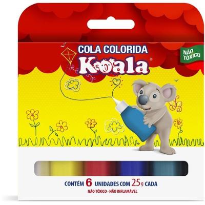 Cola Colorida Delta Koala 6 Cores 25g Estojo Completo