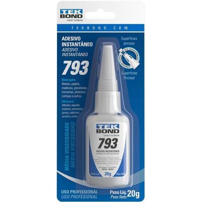 Cola Adesivo Instantâneo 793 Multiuso Borracha EPDM Neoprene 20g Tekbond