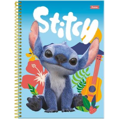 Caderno Foroni Stitch Movie Capa Dura 01x1 80 Folhas Pacote com 4