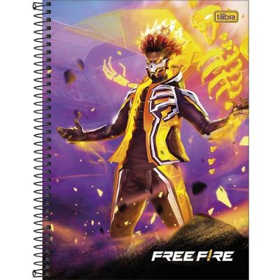Caderno Espiral Universitário Tilibra Free Fire Capa Dura 160 Folhas