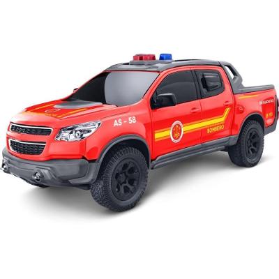 Carrinho de Brinquedo Pick Up S-10 Bombeiro Rodas Livres Vermelho Roma