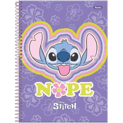 Caderno Foroni Stitch Capa Dura 1x1 Espiral Branco 80 Folhas