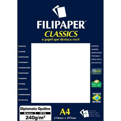 Papel A4 Filiperson Diplomata Classics Marca Dagua 240g Branco