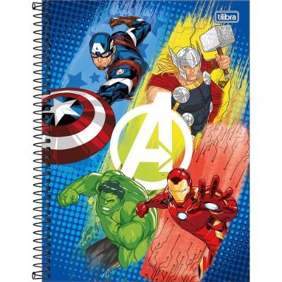 Caderno 10x1 Capa Dura Tilibra Avengers Fit 160 Folhas Kit com 4