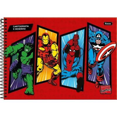 Caderno de Desenho Foroni Marvel Comics Capa Dura 80 Folhas Preto