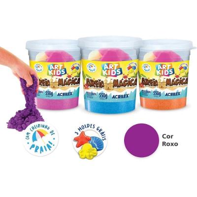 Massa de Areia Mágica 550g com Forminhas Roxo Acrilex