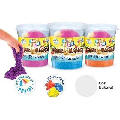 Areia Mágica Natural 550g com 3 Forminhas Praia Nude Acrilex