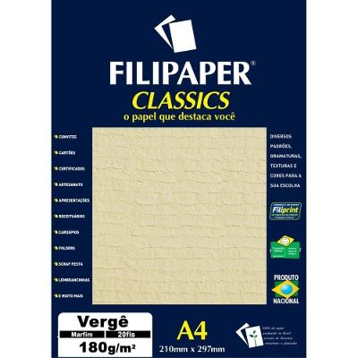 Papel A4 Filiperson Verge Marfim 180g Fibras de Eucalipto
