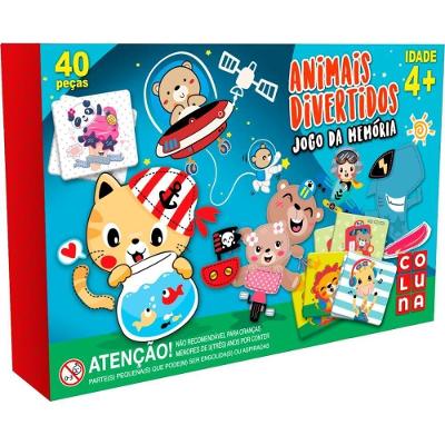 Jogo de Memória Animais Divertidos 40 Peças para Crianças Coluna