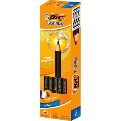 Lápis Preto BIC Evolution 2HB Sextavado sem Borracha 144 Unidades
