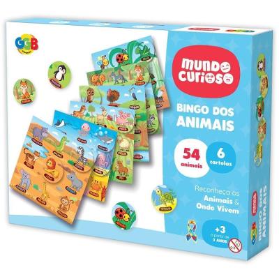 Jogo de Bingo dos Animais 54 Peças 6 Cartelas GGB Plast