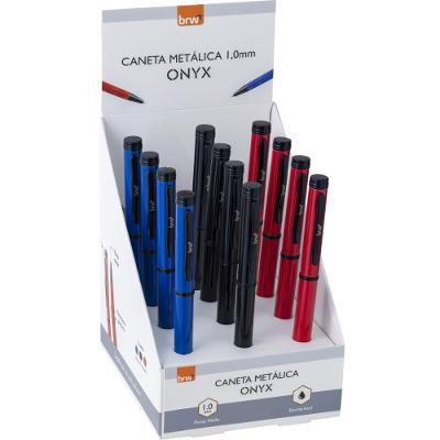 Caneta Esferográfica BRW Onyx Metálica Ponta 1.0MM Tinta Azul 12 Unidades