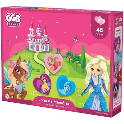 Jogo da Memória Sonho de Princesa 48 Peças Coração GGB Plast