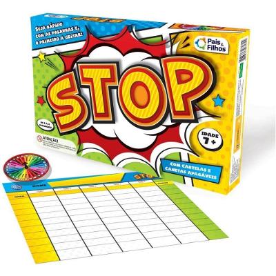 Jogo de Tabuleiro Stop com Roleta para 2 a 4 Jogadores Pais & Filhos
