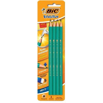 Lápis Preto BIC Evolution 2HB Sextavado 4 Unidades