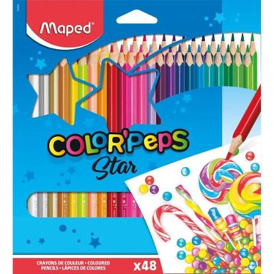 Lápis de Cor Maped Color Peps Triangular 48 Cores Fluorescentes