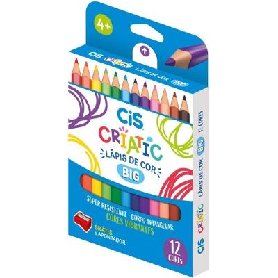 Lápis de Cor Sertic Criatic Jumbo Triangular 12 Cores com Apontador