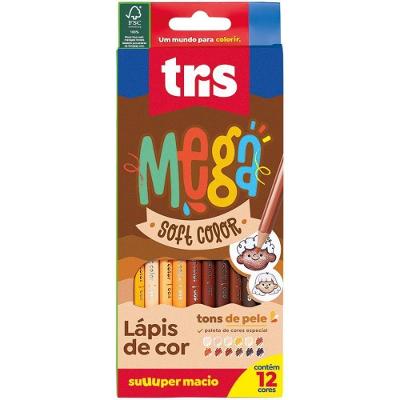 Lápis de Cor Summit Mega Soft Tons de Pele 12 Cores Pct com 6