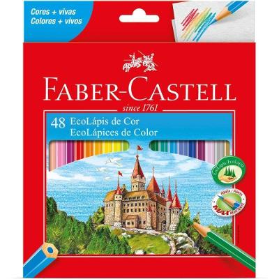Lápis de Cor Faber-Castell Ecolápis Sextavado 48 Cores com 3 Caixas