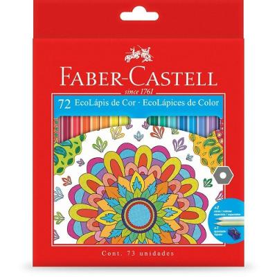 Lápis de Cor Faber-Castell Ecolápis Sextavado 72 Cores Pacote com 3