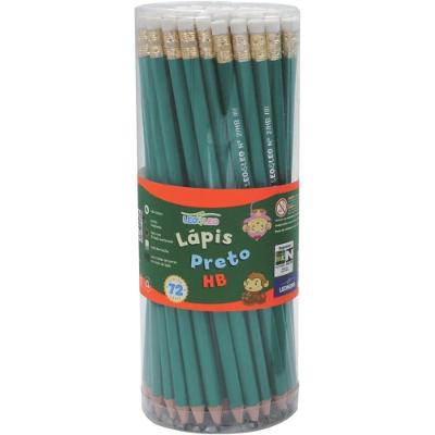 Lápis Grafite Leonora Sextavado HB com Borracha 72 Unidades Verde
