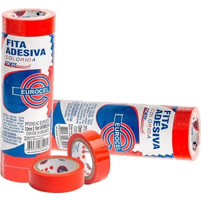 Fita Adesiva Eurocel PP 2000 12mmx10m 10 Rolos Vermelho