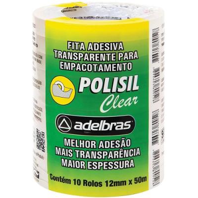 Fita Adesiva Adelbras Polisil 12mmx50m 10 Rolos Transparente