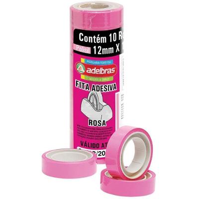Fita Adesiva Adelbras Polisil 12MMX10M 10 Rolos Rosa