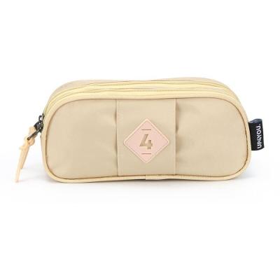 Estojo Escolar Luxcel Up4you Poliéster 2 Zíperes Personalizados Bege