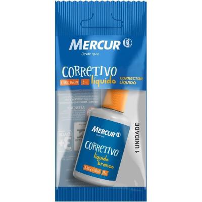 Corretivo Líquido Mercur 18ML Alto Poder de Cobertura Secagem Rápida Branco